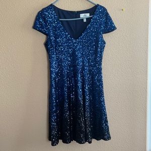 Blue fading to black sequin dress!